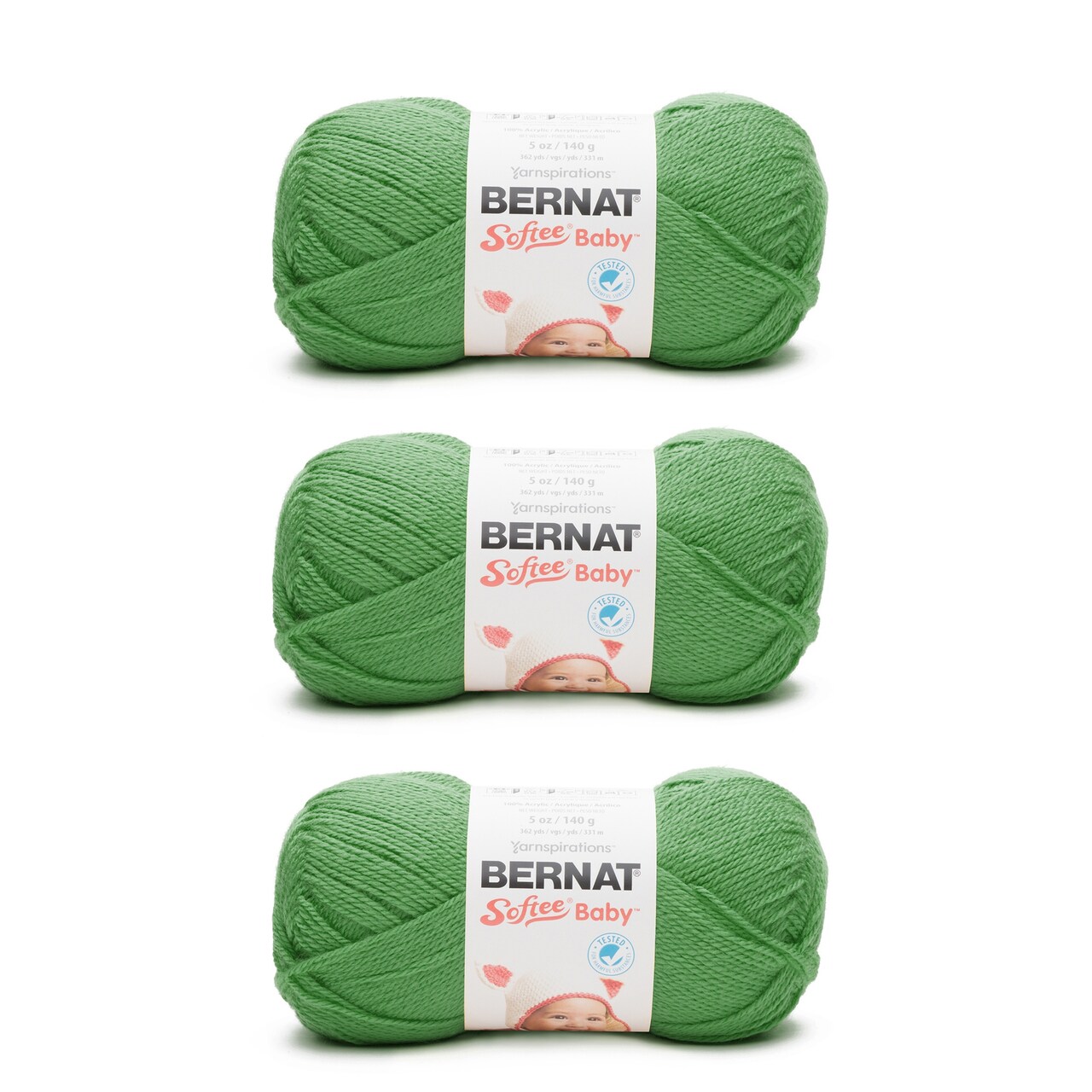 Bernat Softee Baby Grass Green Yarn 3 Pack of 141g 5oz Acrylic 3 DK Light 362 Yards Knitting Crochet